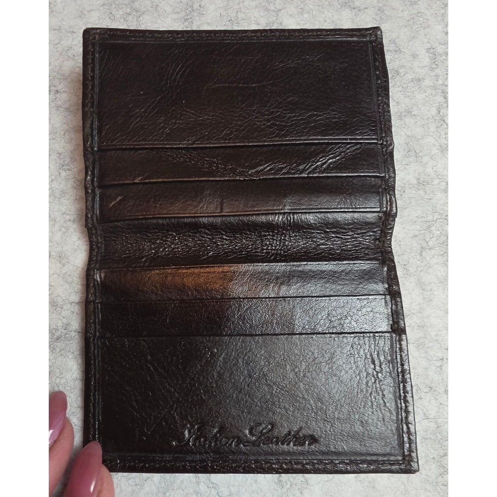 Nocona Brown Leather Bifold Wallet Mens ID Window Card Holder Slim Wallet